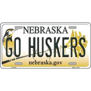 NCAA Go Huskers License Plate Nebraska Metal Football Cornhuskers New Sign
